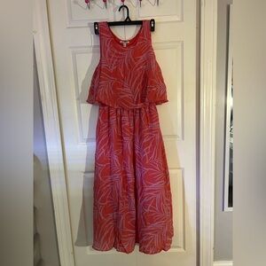 NWT- Red/Pink Sleeveless Maxi Dress - 1X